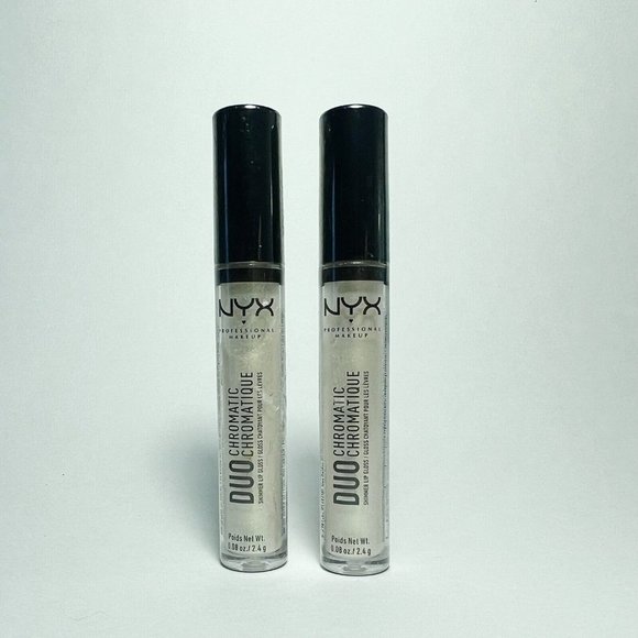 LOT 2 NYX Duo Chromatic Lip Gloss Lucid Limpide .08 oz /2.4 g Full Size - Picture 2 of 3